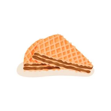 Delicious triangular waffles with chocolate filling. Sweet and appetizing snack Stock Illustration