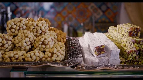 Delicious Turkish baklava on Bazaar Stock Footage 101831157