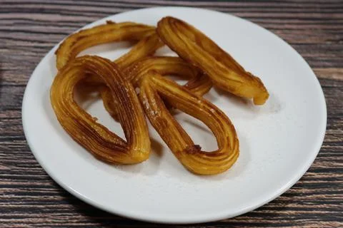 Delicious typical Spanish breakfast composed of flour oil salt fried Fotos Stock