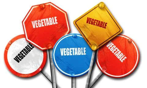 Delicious vegetable sign, 3D rendering, rough street sign collec Stock Illustration