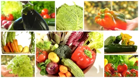 Delicious vegetables collage Видео 54312229