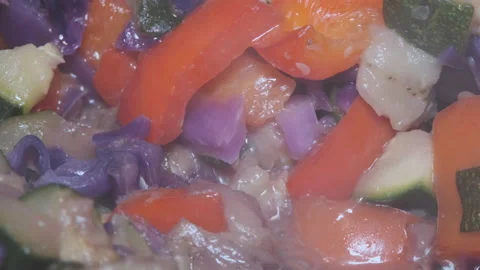 Delicious Vegetables with Steam Macro View. Food Concept Stock Footage 145973831