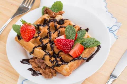 Delicious waffle Stock Photos
