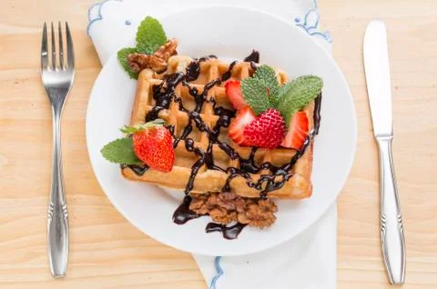 Delicious waffle Stock Photos