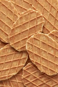 Delicious waffles full frame background, crunchy cookies Stock Photos