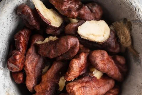 Delicious walnut kernels close up Stock Photos
