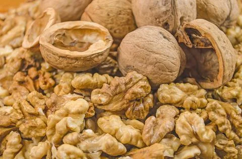 Delicious walnuts closeup Fotos Stock