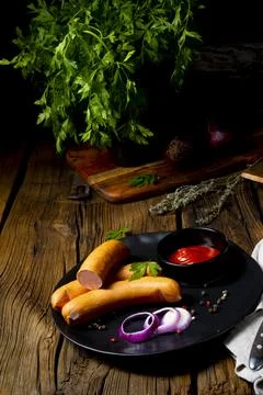 Delicious warm ham bockwurst Stock Photos