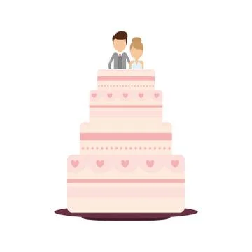 Delicious wedding cake with couple Ilustração Stock