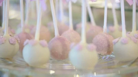 Delicious wedding reception candy bar dessert table Stock Footage 77416667