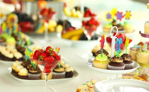 Delicious wedding table Stock Photos