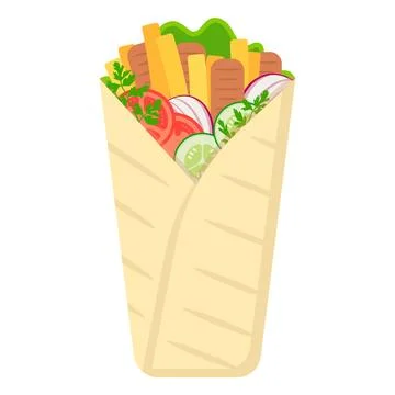 This delicious wrap is generously filled with an array of fresh ingredients.. Stock Illustration