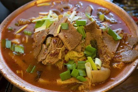 Delicious Yunnan beef miscellaneous soup Stock Photos