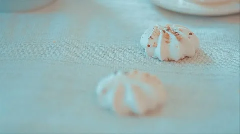 Delicious Zephyr is on the Tablecloth Stock Footage 68689506