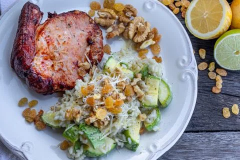 A delicious zucchini risotto with vegetables. Foto stock