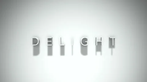 Delight 3D title animation text with shadows on a white background 스톡 동영상 258752090