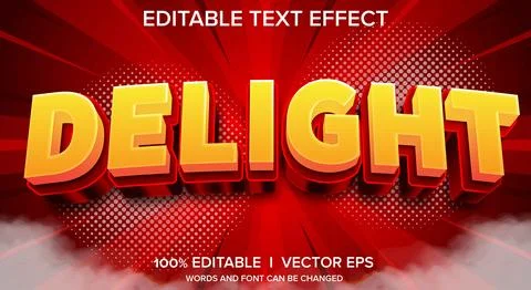Delight 3d vector text effect with modern style design Stock Illustration