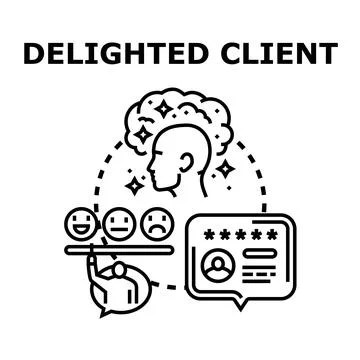 Delighted client receiving excellent five star rating Stock Illustration