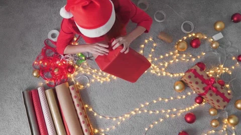 Delightful and Vibrant Gift Wrapping that is Filled with an Exuberant and Stock Footage 317021719
