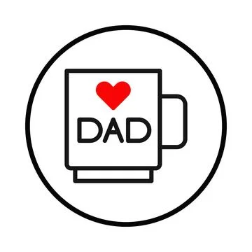 Delightful dad's mug appreciation: a simple icon that celebrates fatherhood.. Stock Illustration