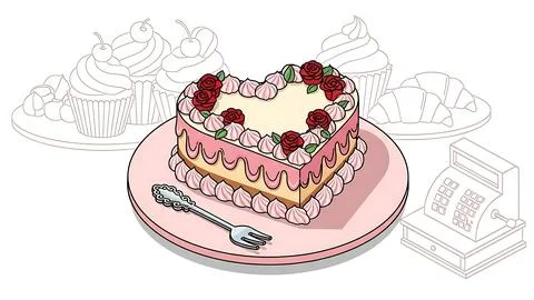 Delightful dessert display Stock Illustration