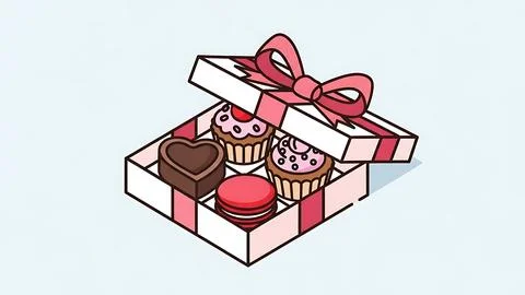 Delightful dessert gift box Stock Illustration