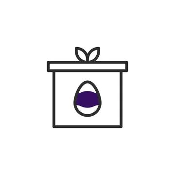 Delightful easter present design box with a colorful egg and decorative spr.. Illustrazione stock