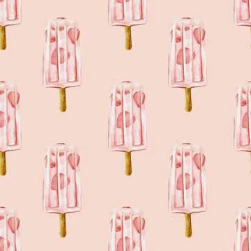 Delightful ice cream popsicle pattern in soft pastel tones for textile design Stock Illustration