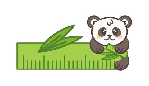 Delightful illustration features a cute panda joyfully holding a ruler alongside Stock Illustration