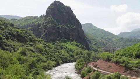 Delightful magnificent mountains of the Caucasus, drowning in greenery, and the Stock Footage
