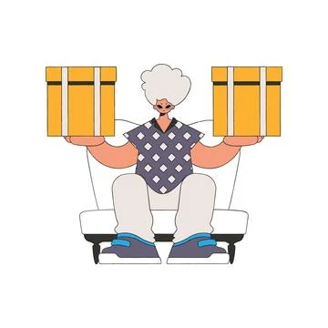 Delightful man holding boxes. Parcel and cargo transportation. Illustrazione stock
