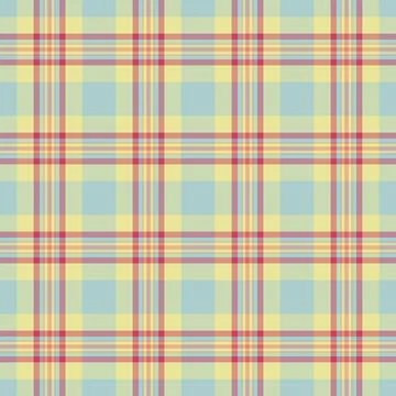 Delightful pastel plaid pattern in soft yellow, blue, and coral hues.  Perfec Stock Illustration