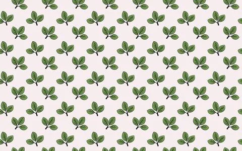 Delightful seamless pattern featuring charming green leaves on a soft offwh.. Stock Illustration