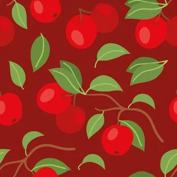 A delightful seamless pattern featuring crisp apples and lush green leaves Stock Illustration