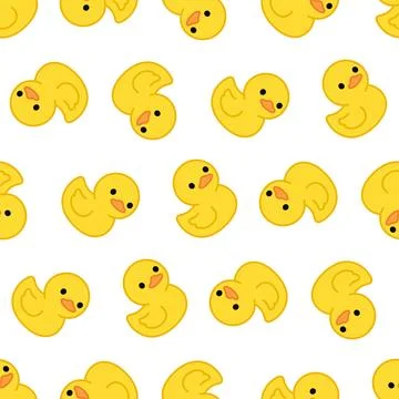 A delightful seamless pattern featuring cute animal duck icons on a clean b.. Stock Illustration