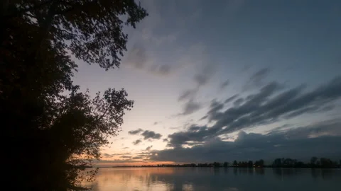 Delightful sunset over the river Stock Footage 139603854