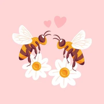 A delightful vector illustration featuring cheerful bees buzzing around charming イラスト素材