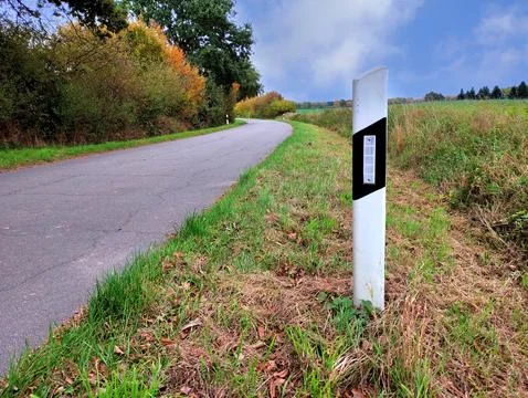 Delineator on the roadside Stock Photos
