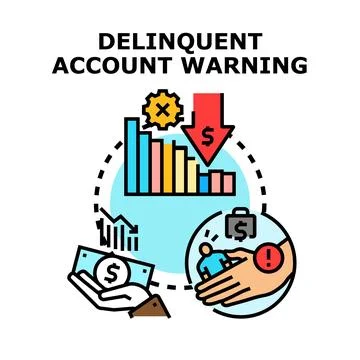 Delinquent account warning financial problem concept Stock Illustration