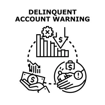 Delinquent account warning financial problem concept Stock Illustration