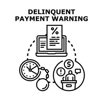 Delinquent payment warning concept with overdue financial deadline Stockillustratie