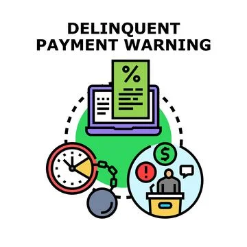 Delinquent payment warning concept with overdue financial deadline Illustrazione stock