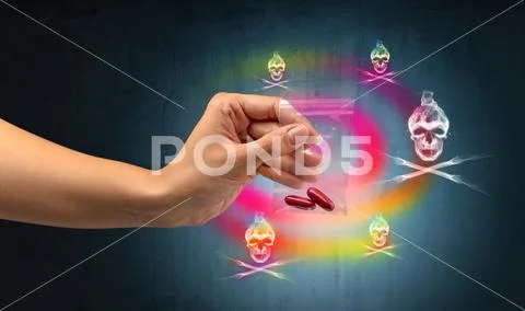 Deliver illegal capsules with skull concept Stock Photos