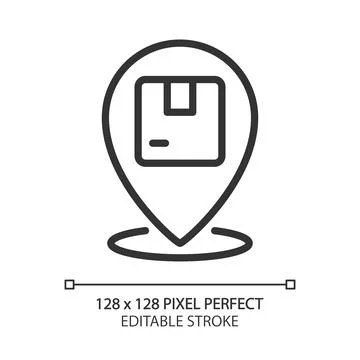 Deliver to location pixel perfect linear icon Stock Illustration