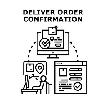 Deliver order confirmation logistics and tracking process イラスト素材
