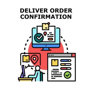 Deliver order confirmation logistics and tracking process Stock Illustration