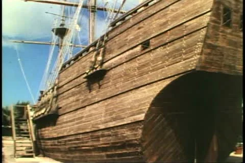The Deliverance. ship of cedar, old square rigger, St. George, Bermuda Stock Footage