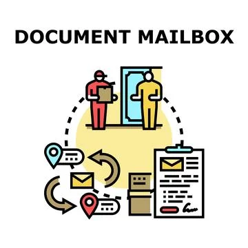 Delivering and receiving documents through digital mail service Stock Illustration