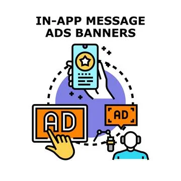 Delivering in app message ads banners strategy Ilustração Stock