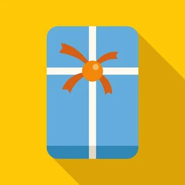 Delivering blue gift box with orange ribbon Stock Illustration